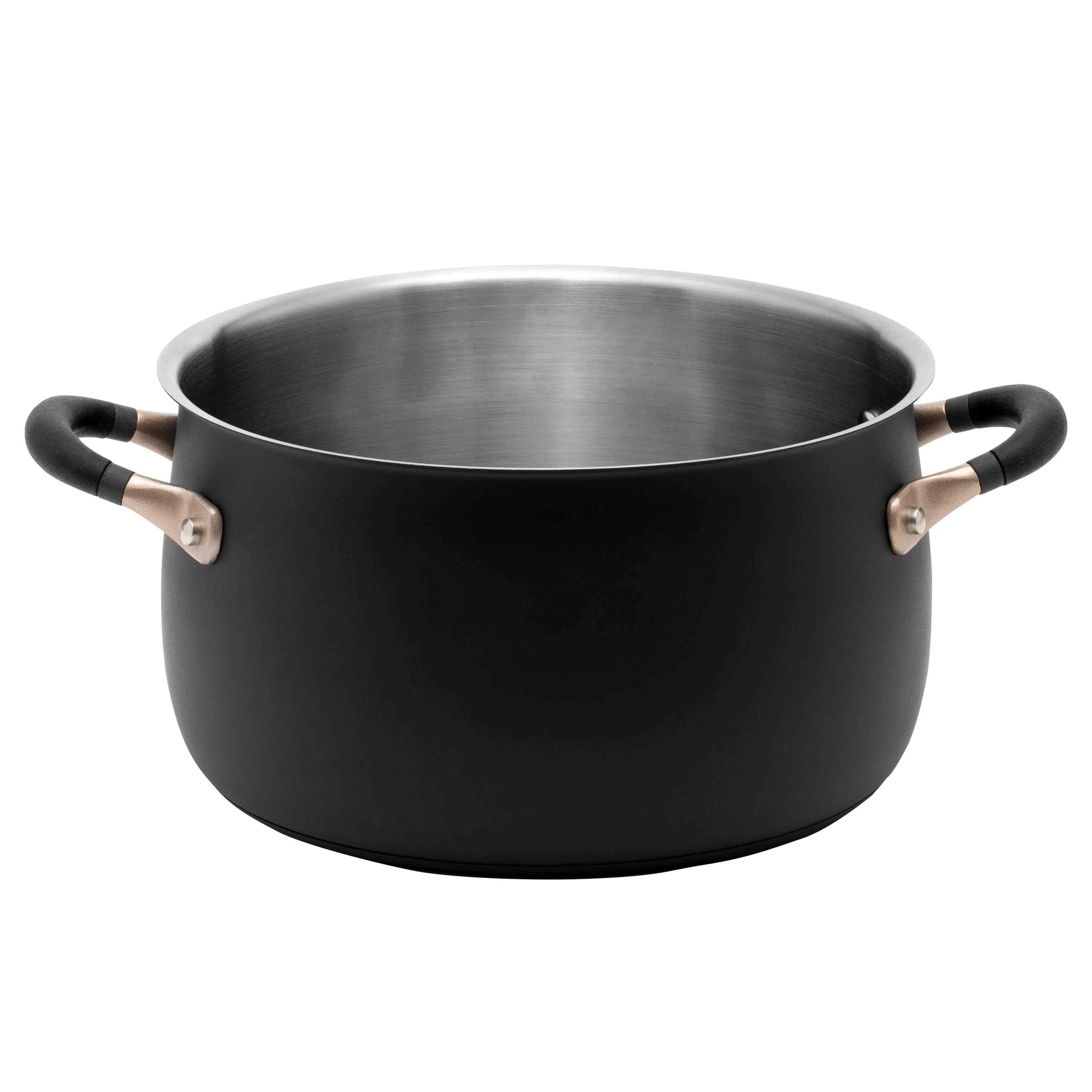 Meyer Accent Series Stainless Steel Induction Stockpot, 6.5Qt, Black