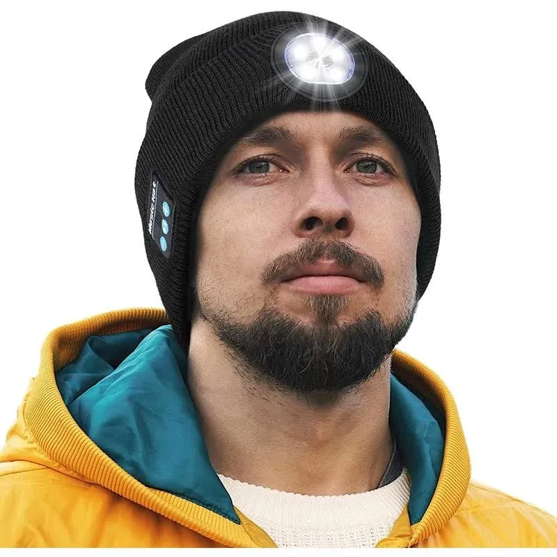 Men&#039;s Gifts Beanie with Bluetooth and LED - Christmas Stocking Stuffers Men 