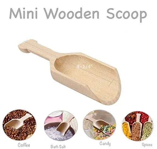 10 Pcs Wooden Food Scoop - Scoops for Canisters, Bath Salts - Multipurpose Wooden Spoon (3''x1.25'')