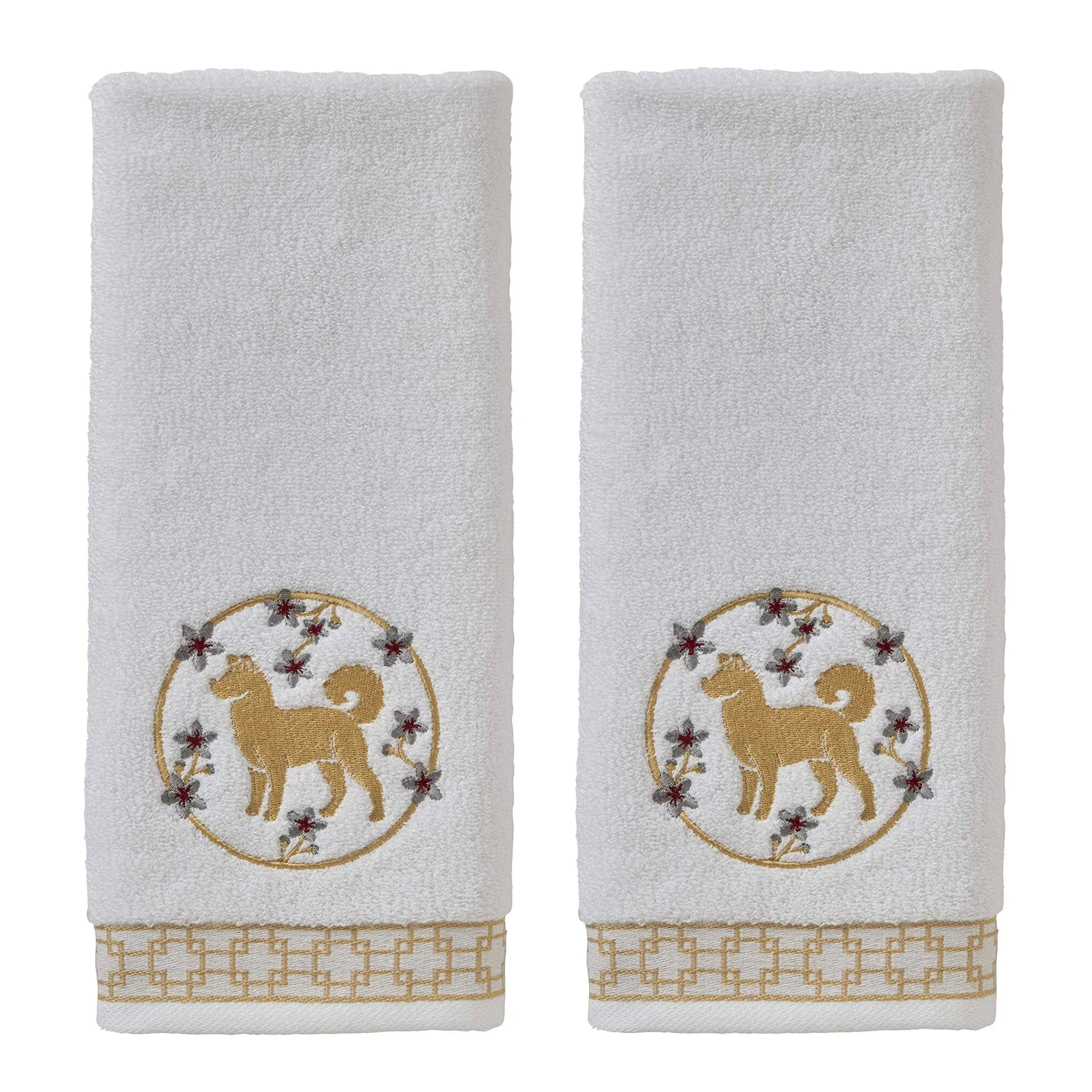 SKL Home Vern Yip Zodiac Dog Hand Towel Set, White Small