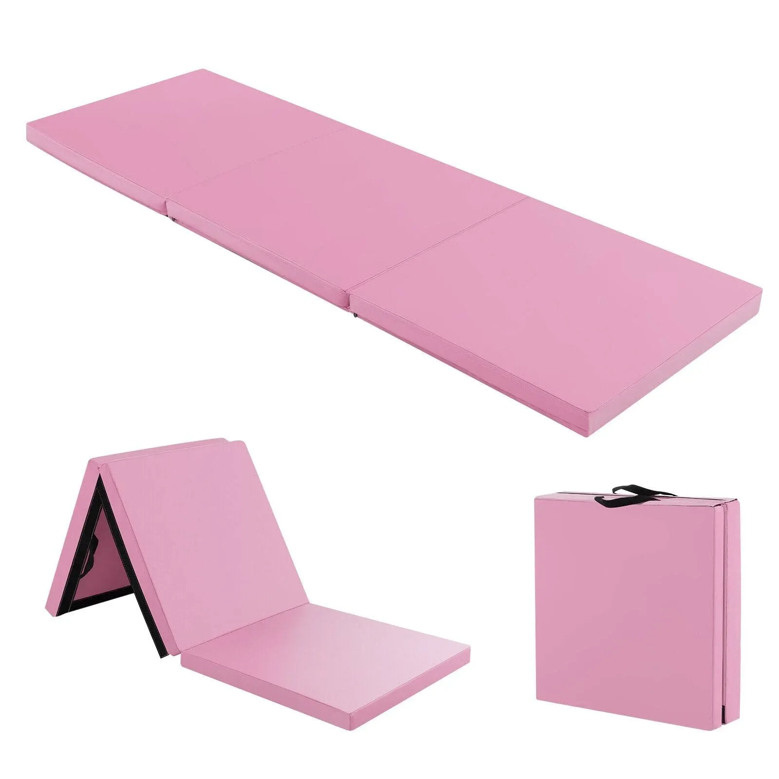 Tri-Fold Folding Exercise Mat 6 ft x 2 ft Portable Gymnastics Tumbling Mat Yoga