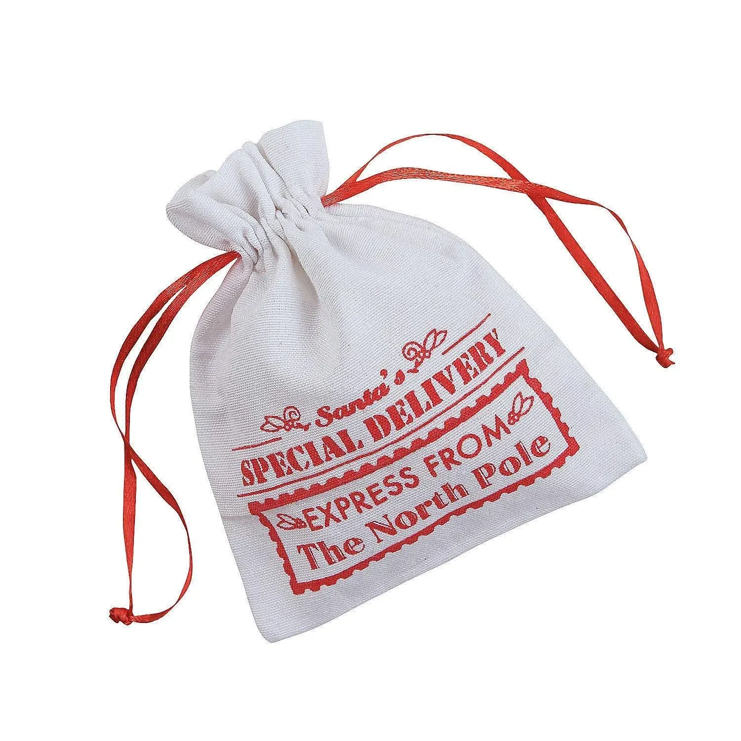 Santa Canvas Drawstring Bags