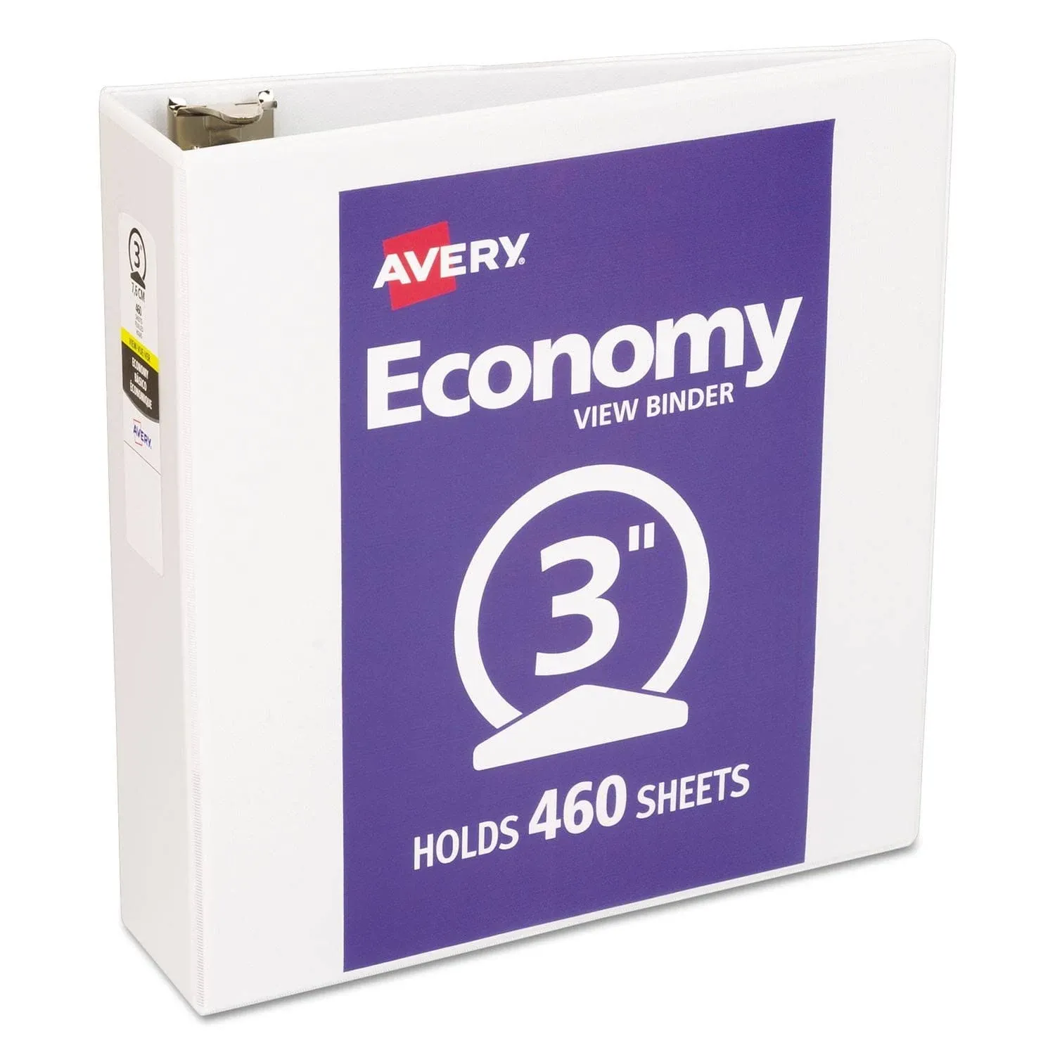 Avery Economy View Binder with Round Rings, 3" Capacity, White