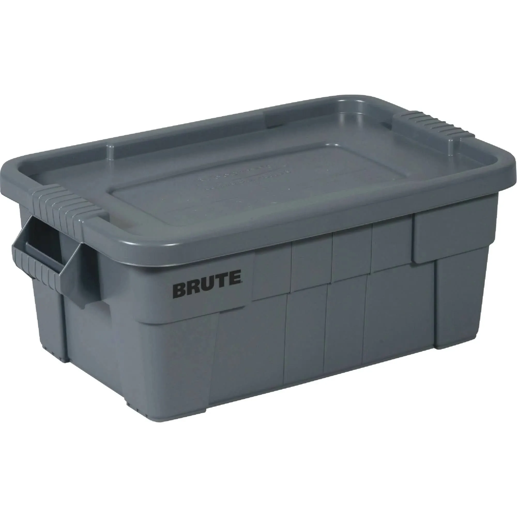 Rubbermaid Commercial Products BRUTE Tote Storage Bin with Lid, 14-Gallon, Gray, Rugged/Reusable Boxes for Moving/Camping/Garage/Basement Storage