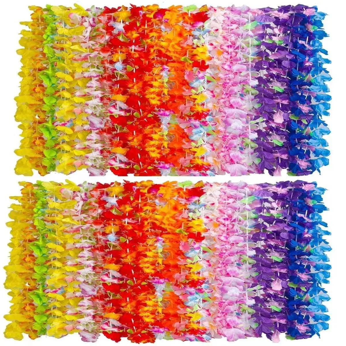 100PCS Soft Necklaces Hawaiian Leis Luau Partyecoration<wbr/>s Tropical Party Favor...