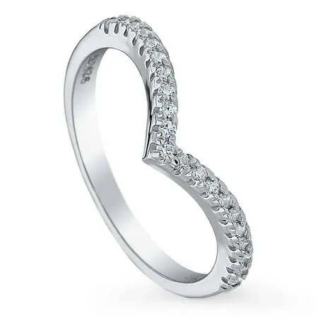 Newshe Jewellery Newshe Curved Wedding Bands for Women Stacking Sterling