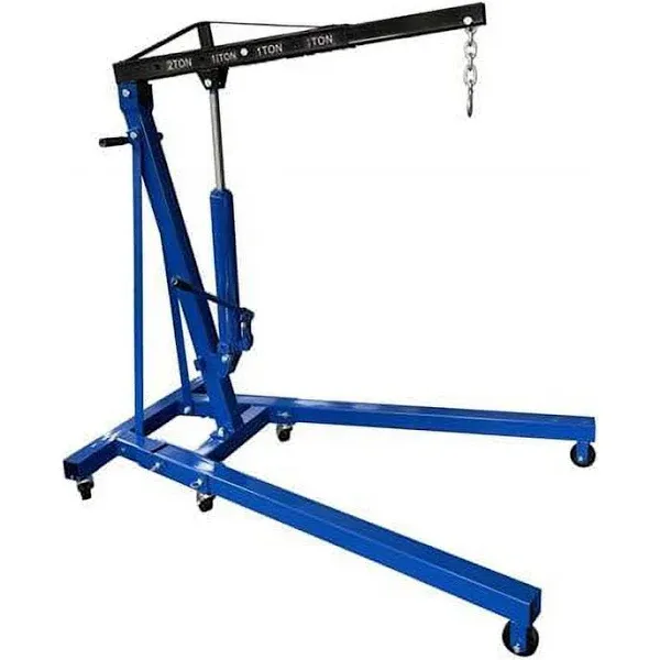 K Tool International XD63421 2 Ton Foldable Engine Crane for Garages, Repair Shops and DIY, Lift Range 86.5", 2,000 lbs. Capacity, Used for Engines, Differentials, and Transmissions, Blue