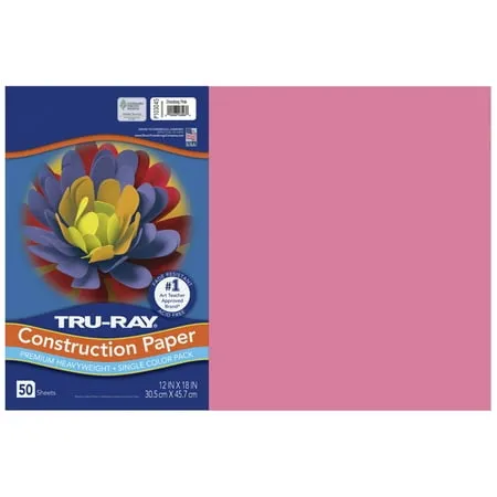 Pacon Tru-Ray Construction Paper, 76 lbs., 12 x 18, Shocking Pink, 50