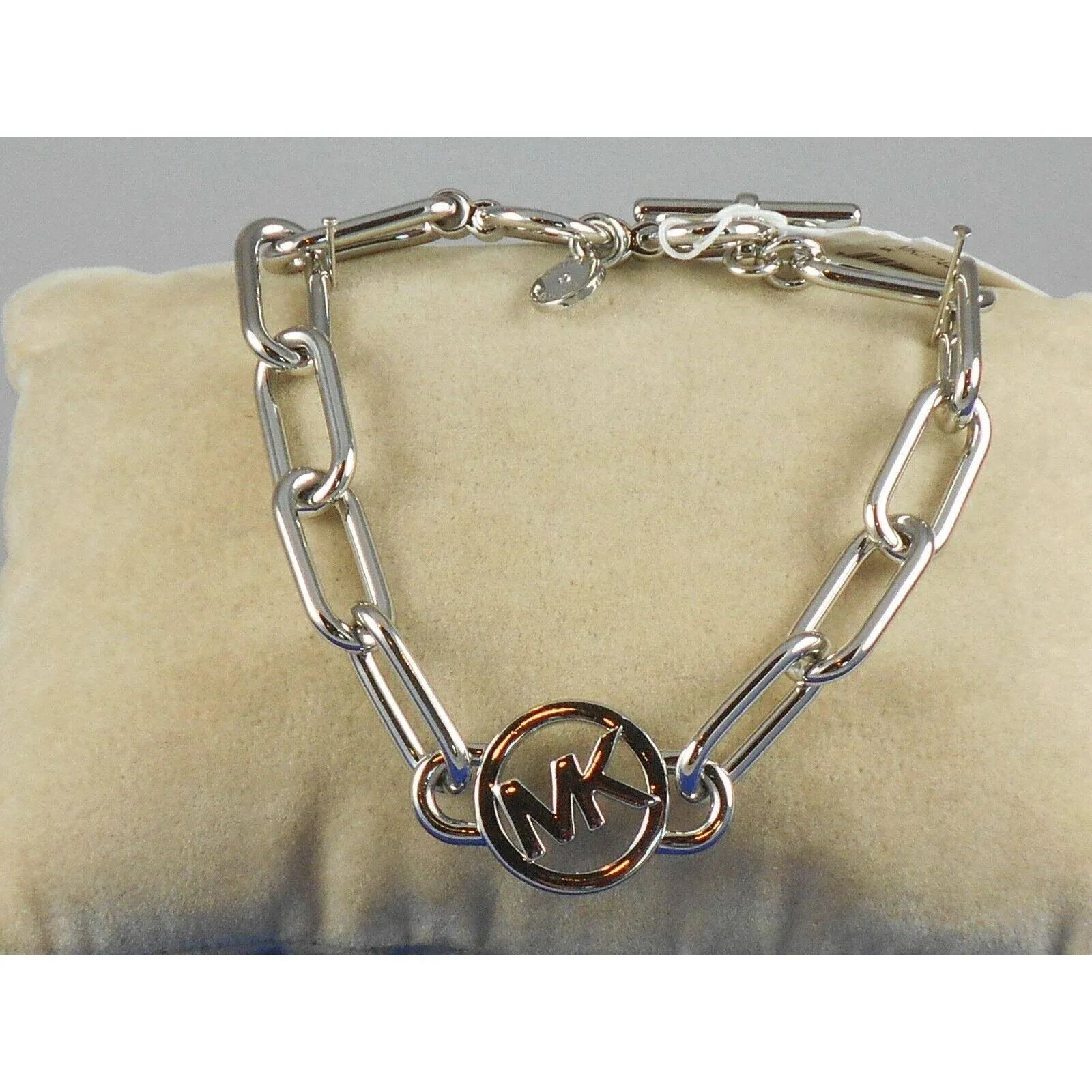 Michael Kors Silver Toned Logo Chain Bracelet