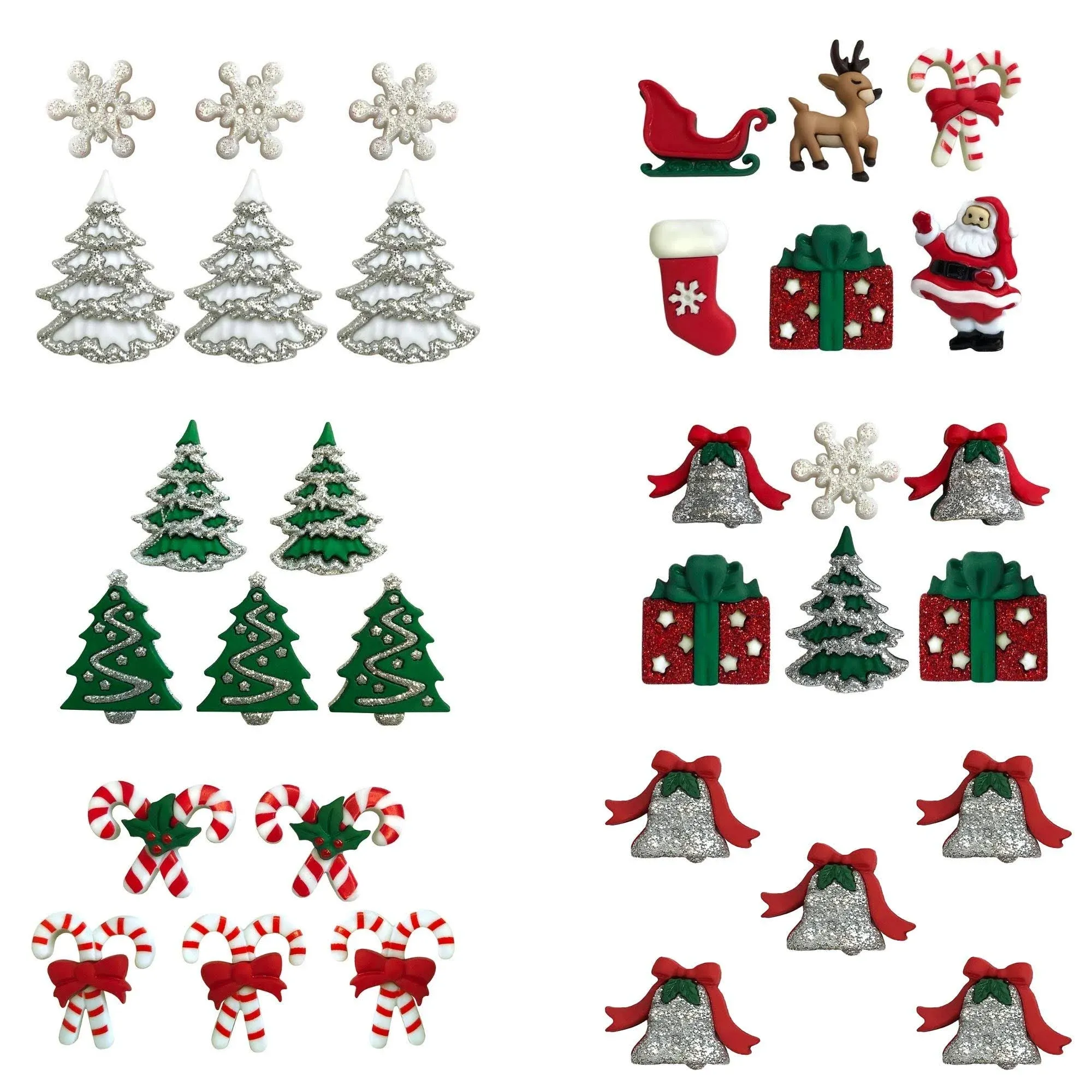 Buttons Galore 33 Assorted Christmas Buttons for Sewing & Crafts - Set of 6 Button Packs