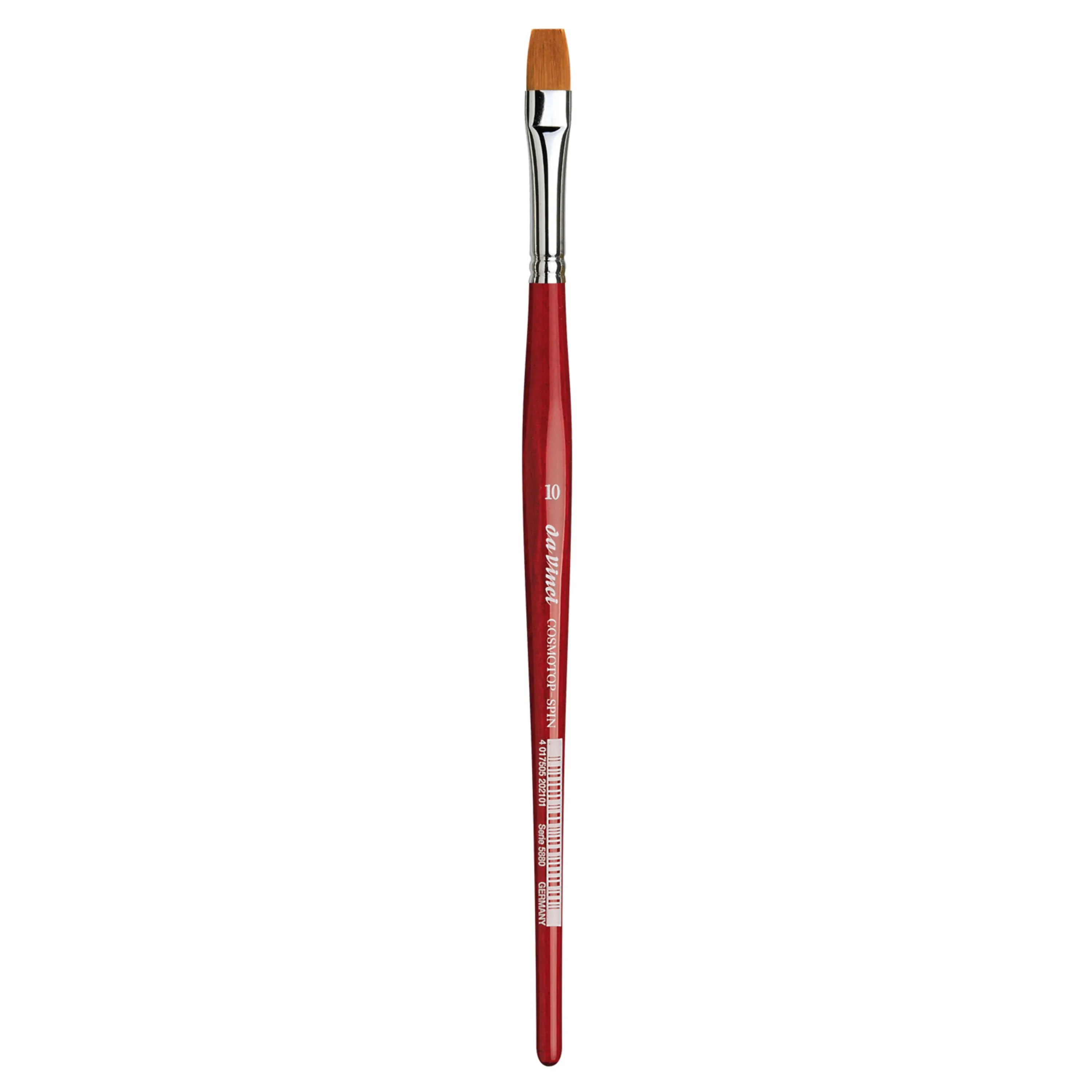 da Vinci Watercolor Series 5880 CosmoTop Spin Paint Brush, Flat Synthetic with Red Handle, Size 10 (5880-10)