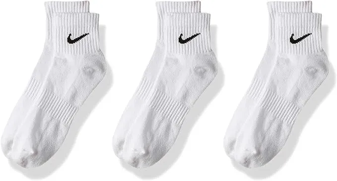 Nike Everyday Cushion Ankle Training Socks (3 Pair), Men's & Women's Ankle Socks with Sweat-Wicking Technology, Black/White, X-Large