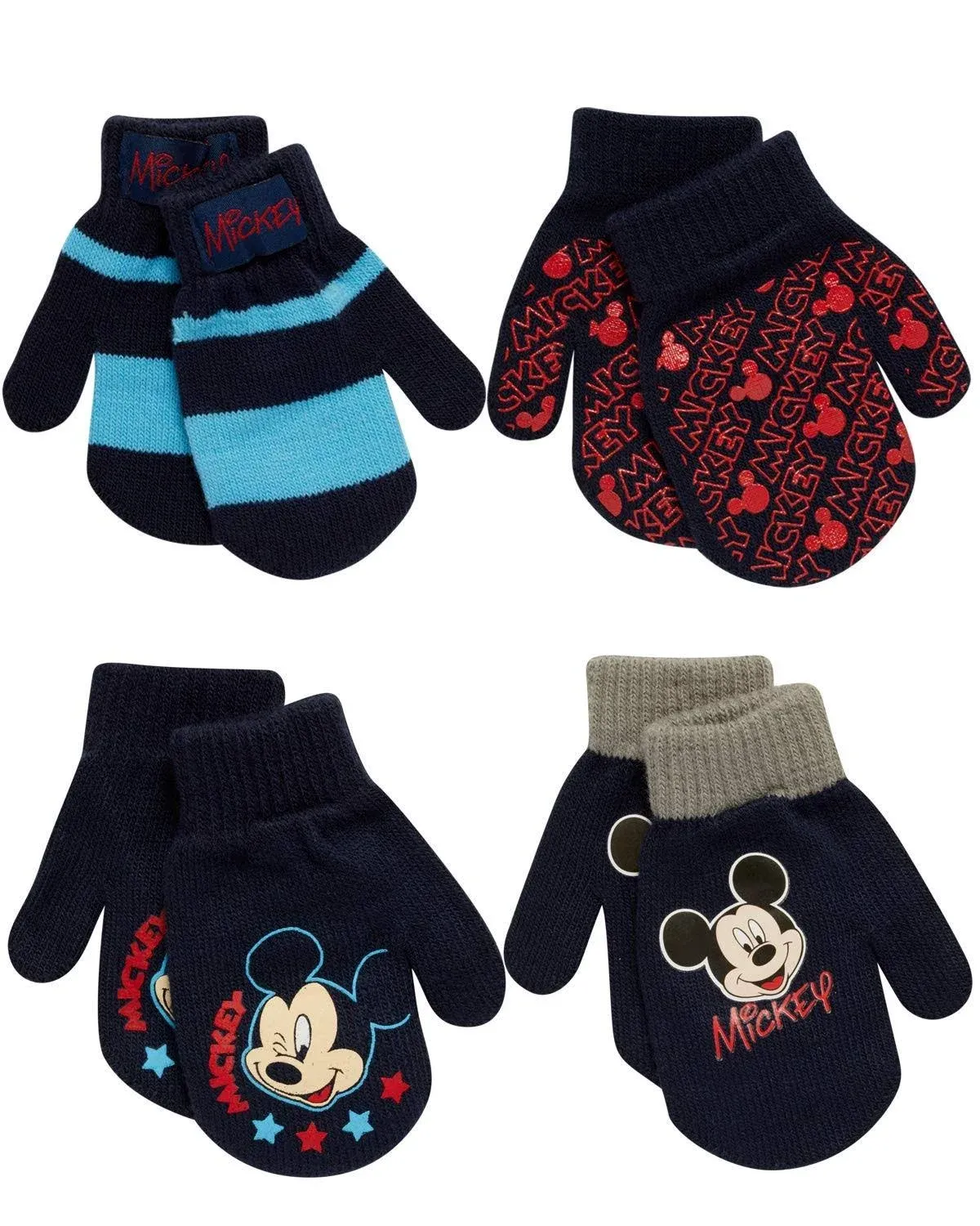 Disney Boys 4 Pack Mitten or Glove Mickey Mouse, Cars Lighting McQueen (Toddler/Little Boys)