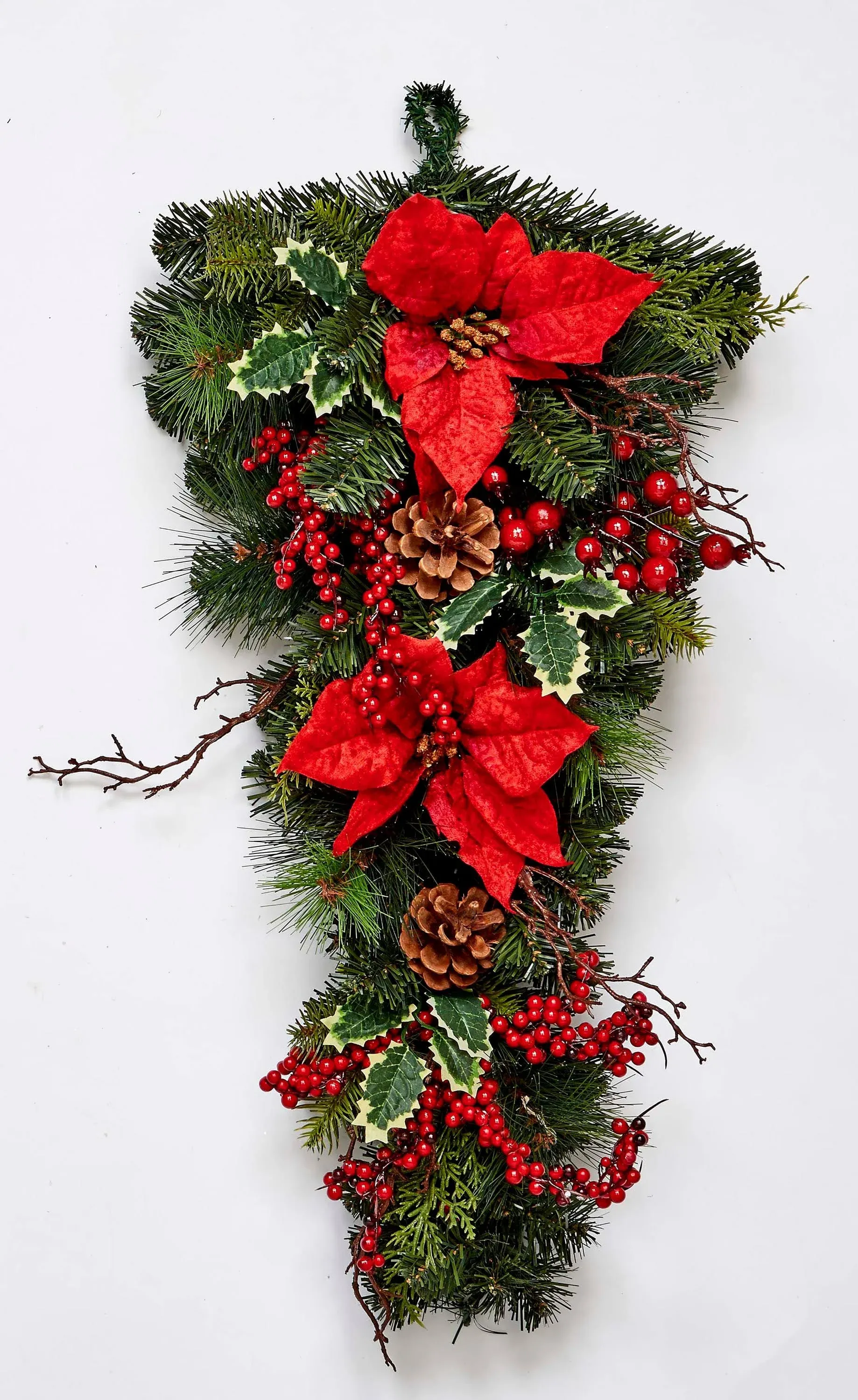 Spruce Poinsettia Berry Teardrop, 28" - Traditional - Wreaths And Garlands - by WORTH IMPORTS | Houzz