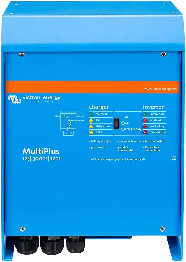 Victron Energy MultiPlus 3000VA 12-Volt Pure Sine Wave Inverter and 120 amp Battery Charger, UL-Certified