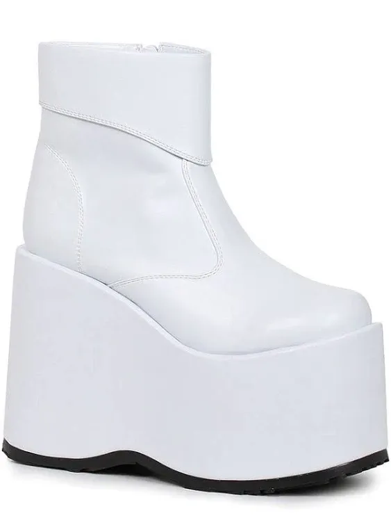 Ellie Shoes Men's Platform Ankle Boot, White, L