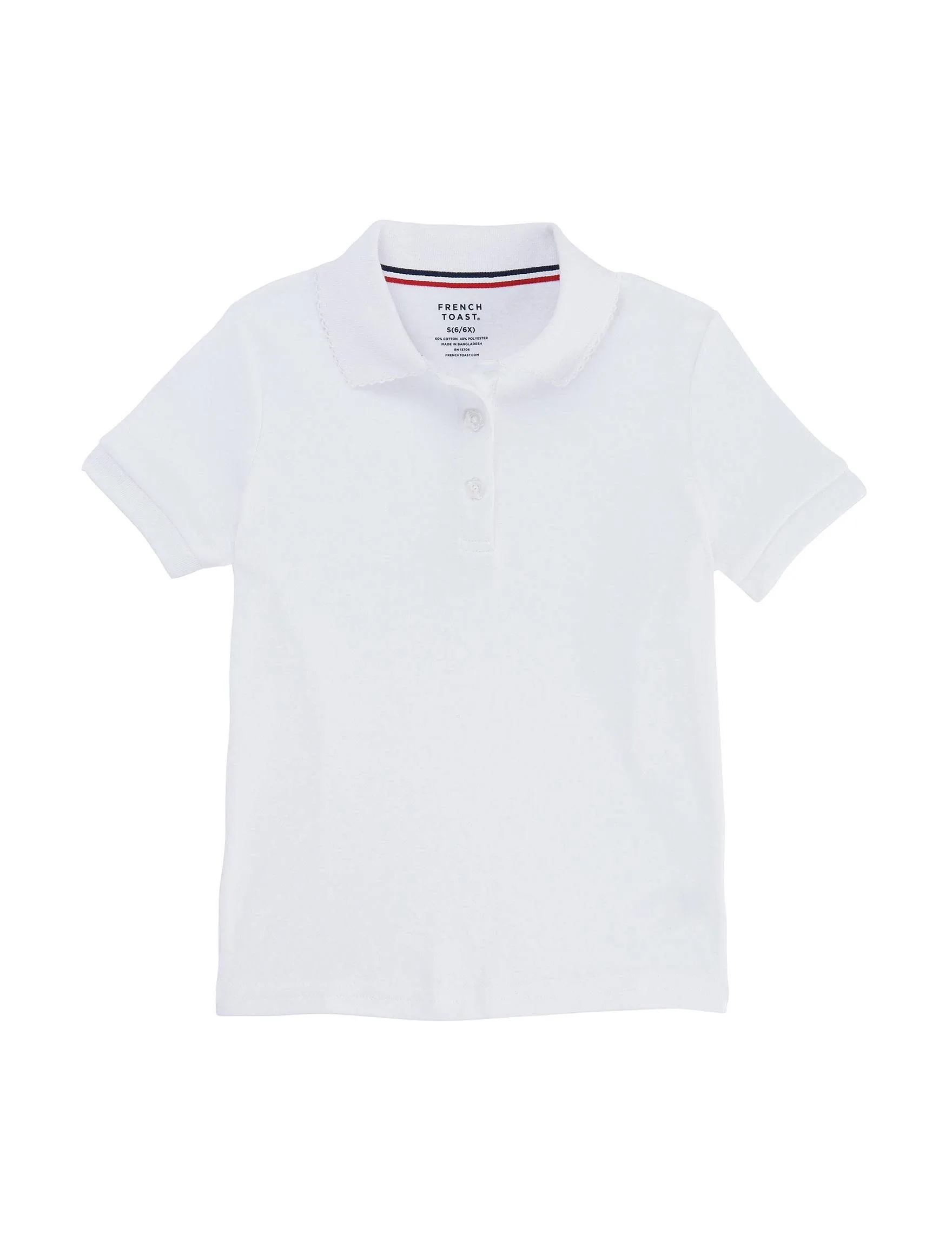 French Toast Girls School Uniform Short Sleeve Picot Collar Interlock Polo Shirt