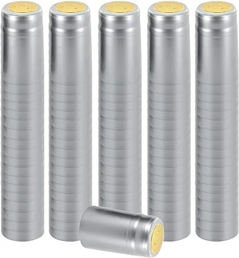 PVC Heat Shrink Capsules For Wine Bottles - 100 Count (Silver)