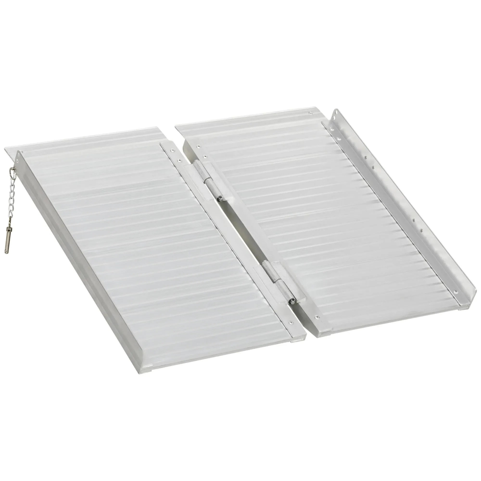 HomCom Portable Textured Aluminum Folding Wheelchair Threshold Ramp