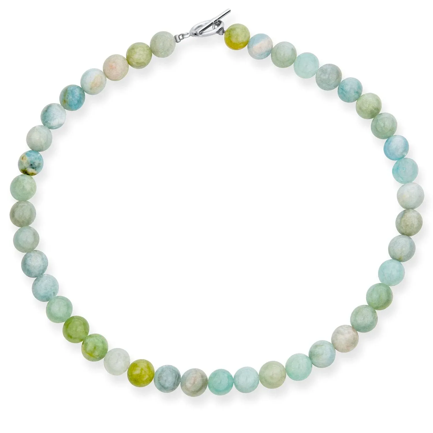 Plain Simple Smooth Western Jewelry Classic Matte Moss Green Aventurine Round 10MM Bead Strand Necklace Silver Plated Toggle Clasp 16 Inch