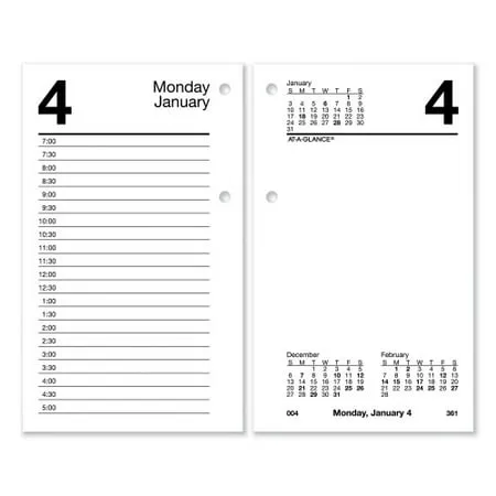 AT-A-GLANCE Desk Calendar Refill with Tabs 3.5 x 6 White Sheets 2023 (E717T50)