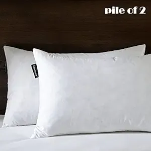 basic home 12x20 Decorative Throw Pillow Inserts-Down Feather Pillow Inserts-Oblong-Cotton Fabric-Set of 2-White.