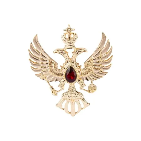 Knighthood Double Headed Eagle with Winged Stone Detailing Lapel Pin Badge Coat Suit Jacket Wedding Gift Party Shirt Collar Accessories Brooch Men's