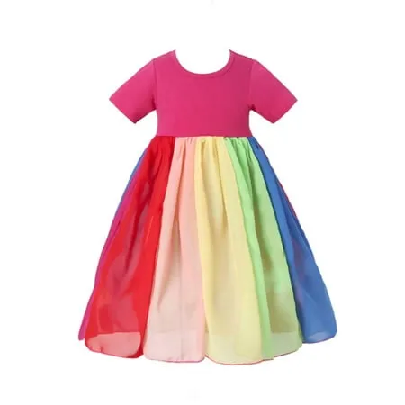 Toddler Kids Baby Girl Summer Dress Clothes Rainbow Ruffle Strap Dress Princess Sundress Playwear Outfits