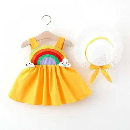 Toddler Kids Baby Girl Summer Dress Clothes Rainbow Ruffle Strap Dress Backless Princess Sundress Playwear Outfits