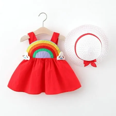 Toddler Kids Baby Girl Summer Dress Clothes Rainbow Ruffle Strap Dress Backless Princess Sundress Playwear Outfits