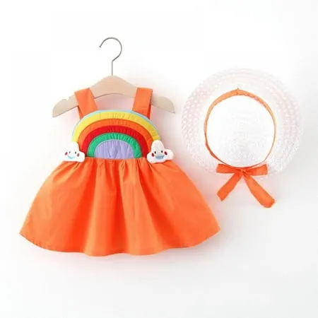 Toddler Kids Baby Girl Summer Dress Clothes Rainbow Ruffle Strap Dress Backless Princess Sundress Playwear Outfits