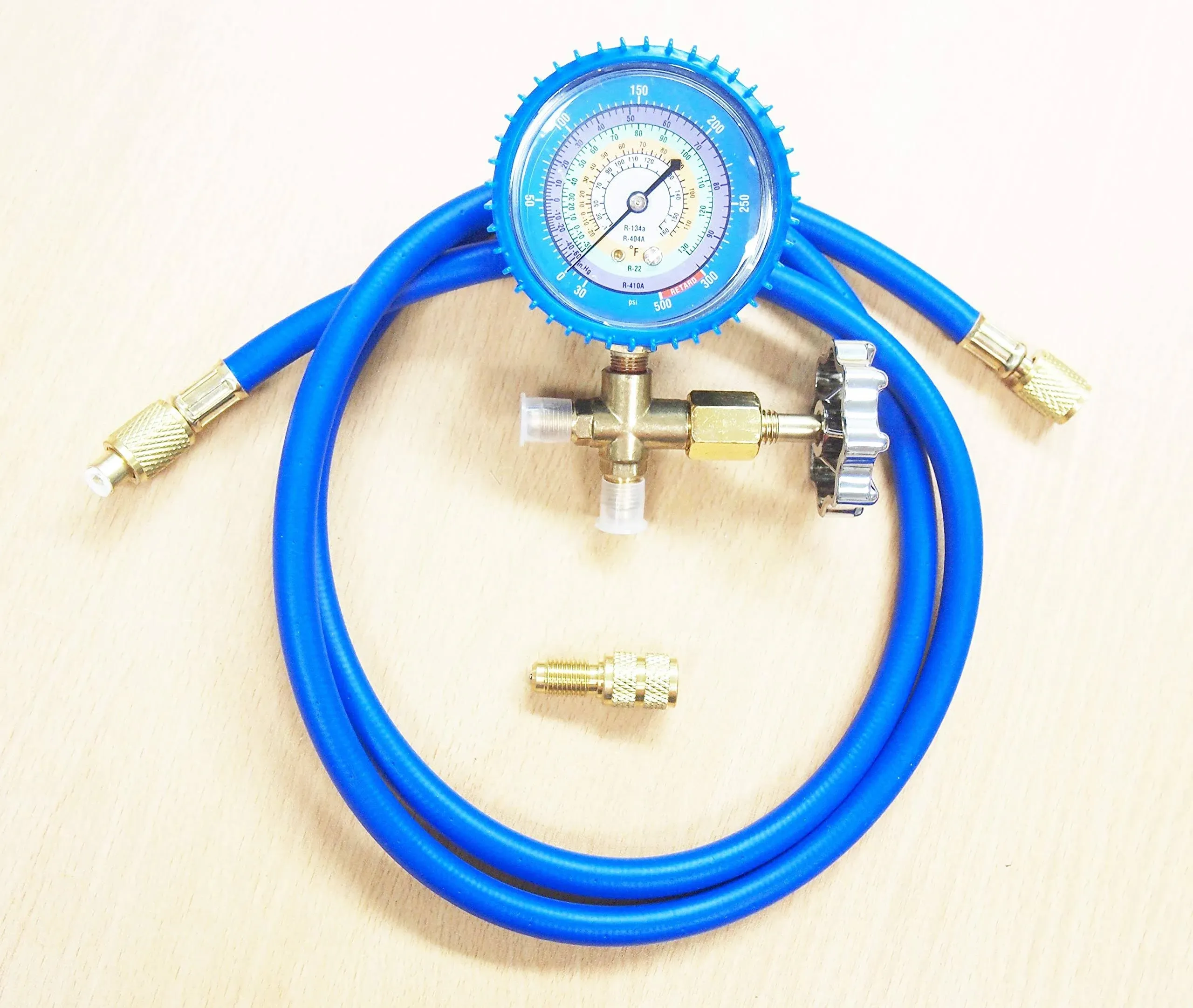 R134a R404a R22 R410a Single Manifold Gauge Hose AC Charging Testing CA-HD96