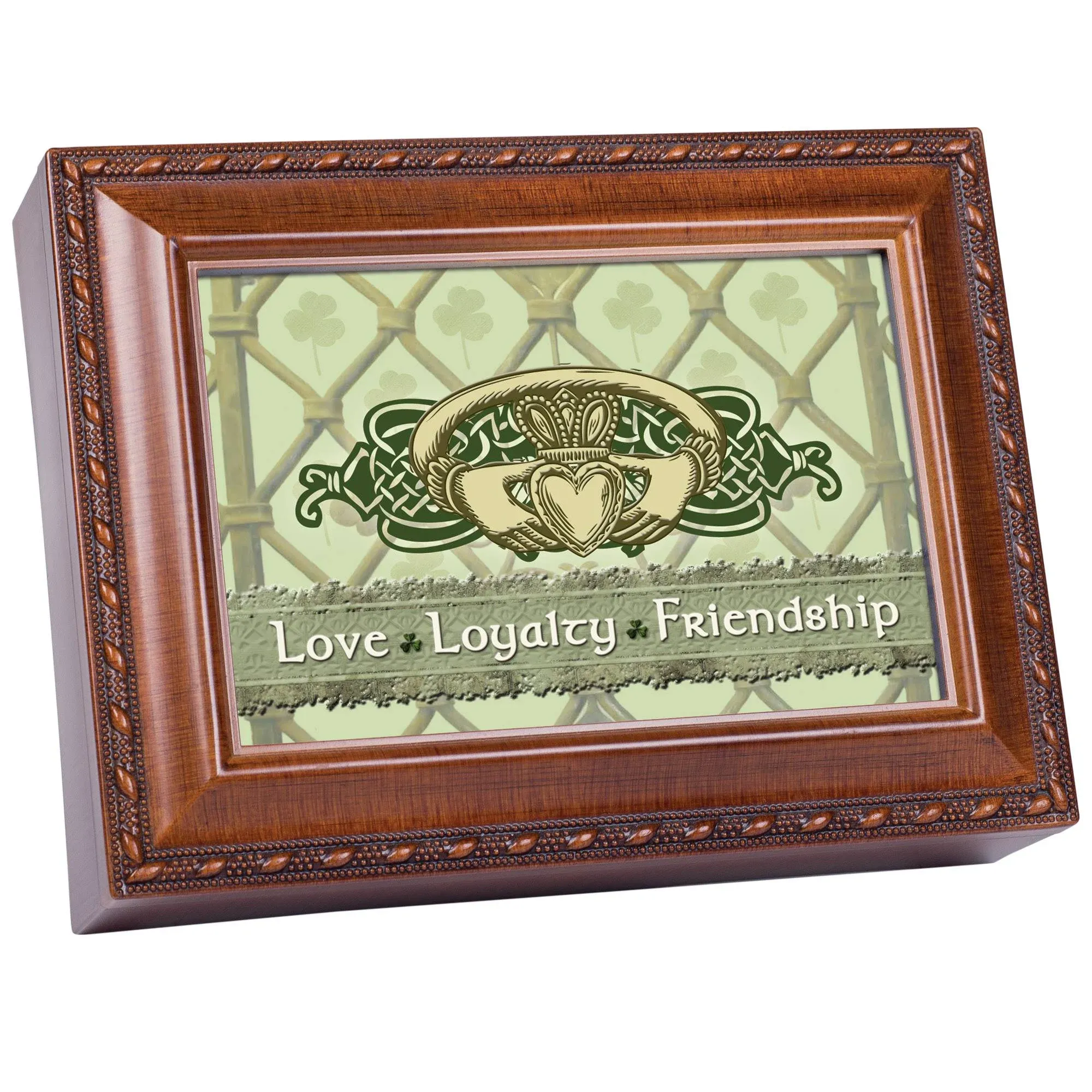 Love Loyalty Woodgrain Music Box / Jewelry Box Plays Irish Lullaby