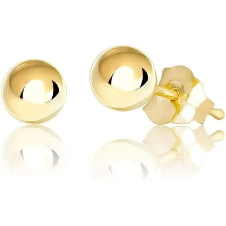 14K Gold Polished Ball Gold Stud Earrings 3mm-8mm, Available in Yellow, White ...