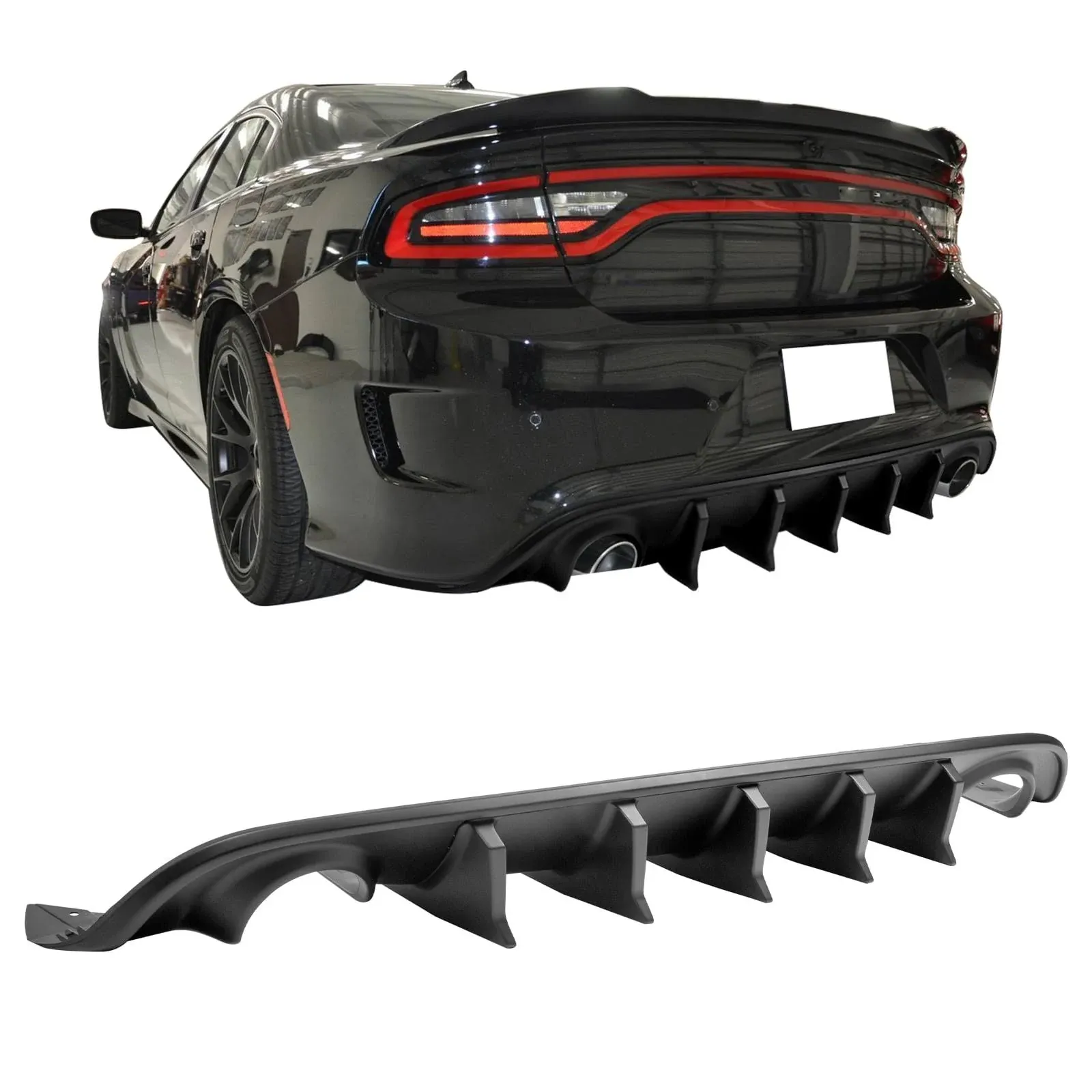 Ikon MOTORSPORTS, Rear Bumper Diffuser Compatible with 2015-2023 Dodge Charger ...