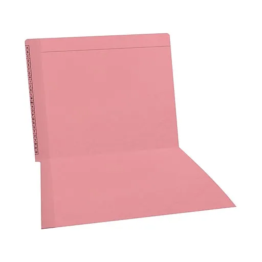 End Tab File Folder, Pink, 2 Fasteners (2B1&3), 11 Point Reinforced Straight-Cut Tab, Letter Size, 50/Box