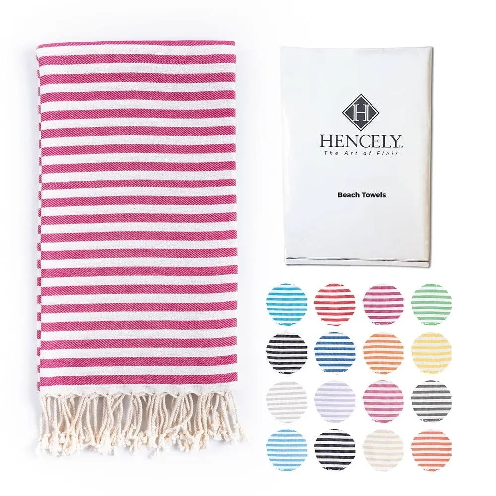 Striped Beach Towels | 100% Turkish Cotton | Soft & Quick Dry-Fuchsia, Pink