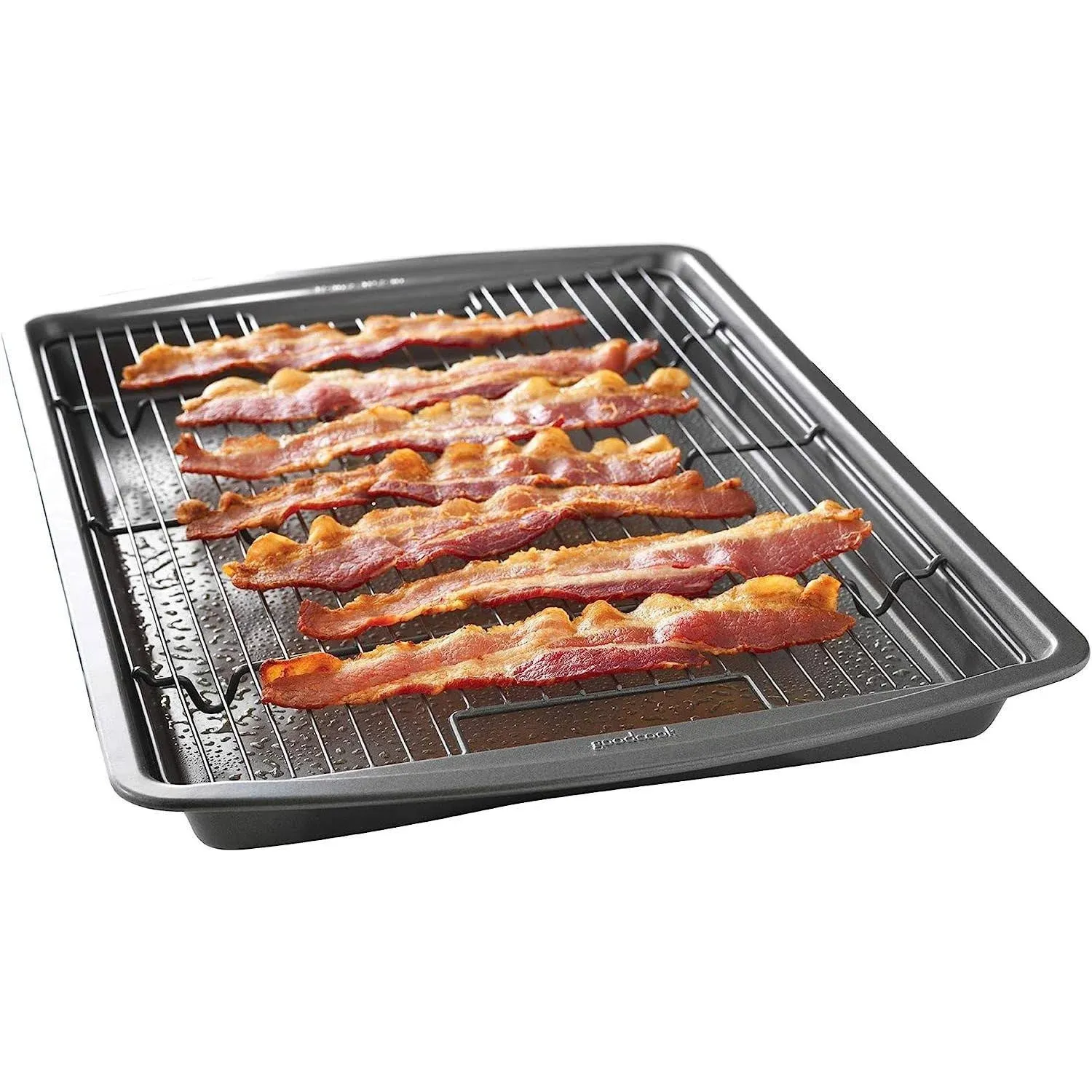 Nonstick Carbon Steel Bacon Baking Pan Set - GoodCook 15 Pieces Dark Gray