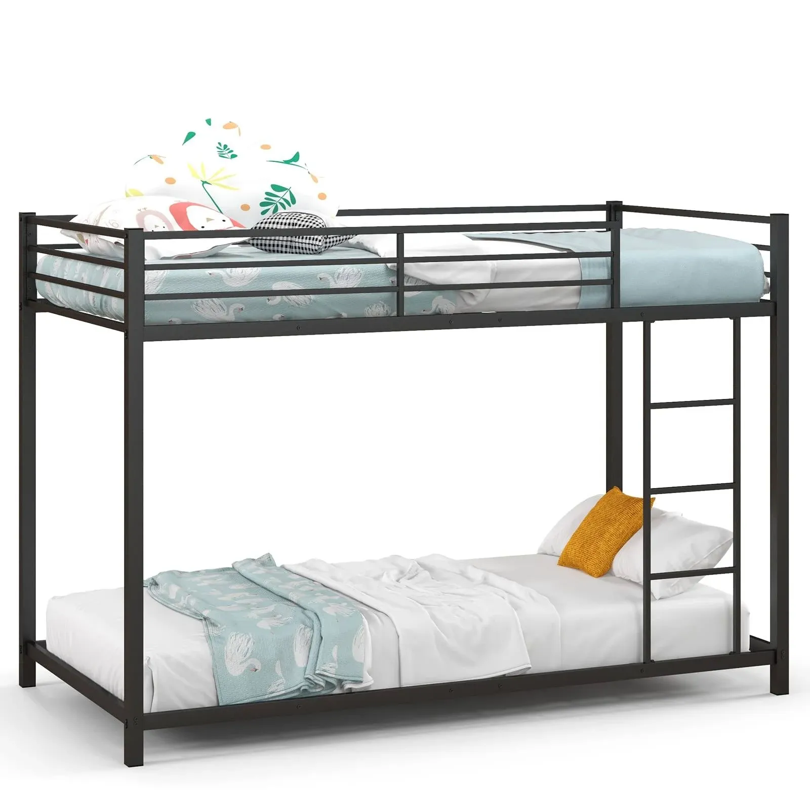 KOMFOTT Metal Low Bunk Bed Twin Over Twin