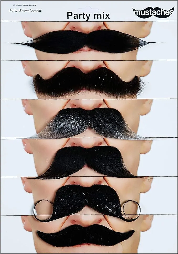 Mustaches Self Adhesive Fake Mustache Mix, Novelty, False Facial Hair...