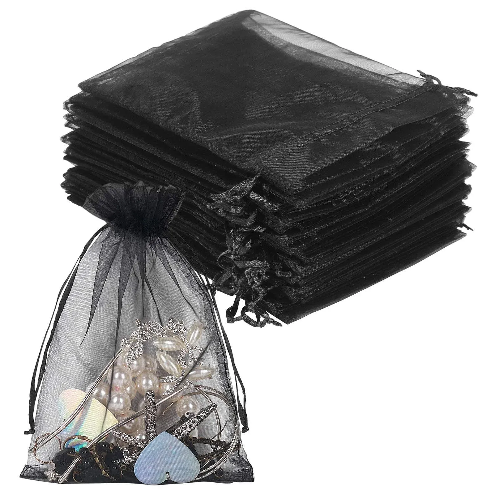 YQL Black Organza Bags,100PCS 5x7 Inch Gift Favor Bags Mesh Fruit Protection ...