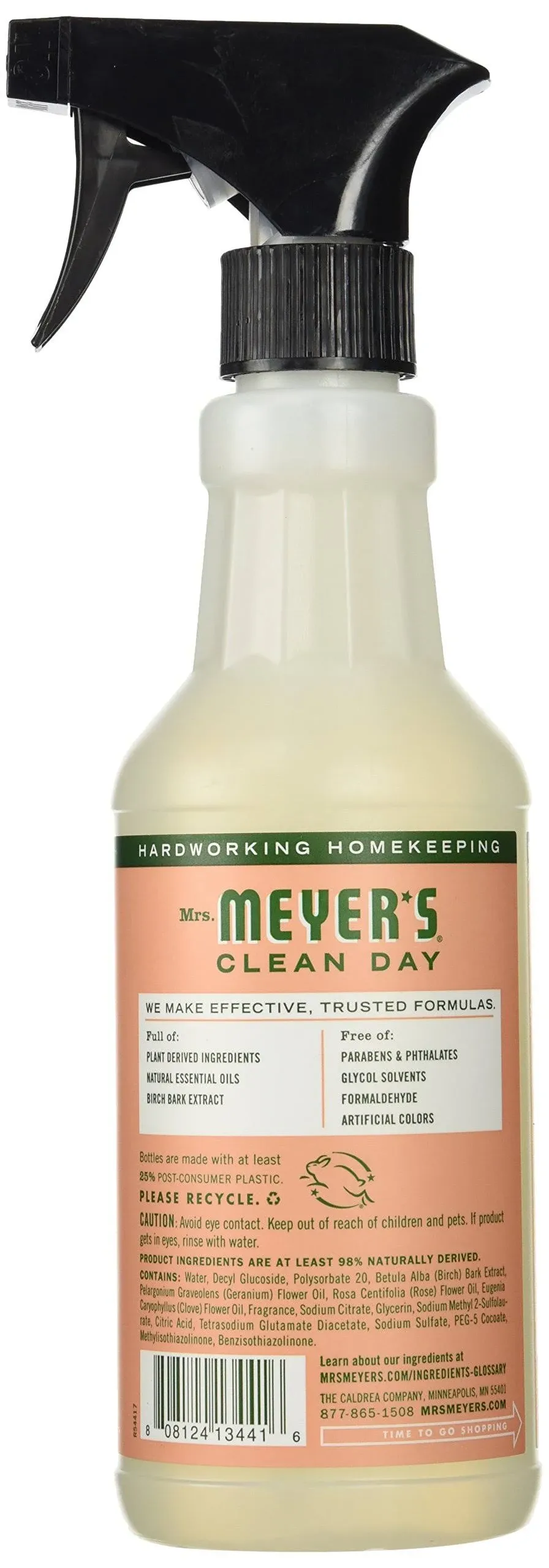 "Mrs. Meyer's 13441 Clean Day Cleaner, 16 oz Spray Bottle, Liquid, Geranium"