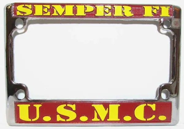 LICENSE PLATE FRAME USMC MARINE CORP MOTORCYCLE SIZE MILITARY NEW Chrome LP2923