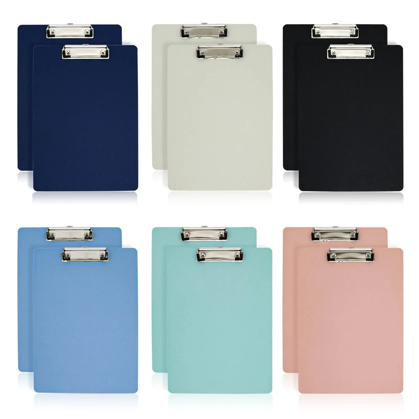 Bomei Pack Office Plastic Clipboards, 12Pack Low Profile Assorted Colors Clip ...