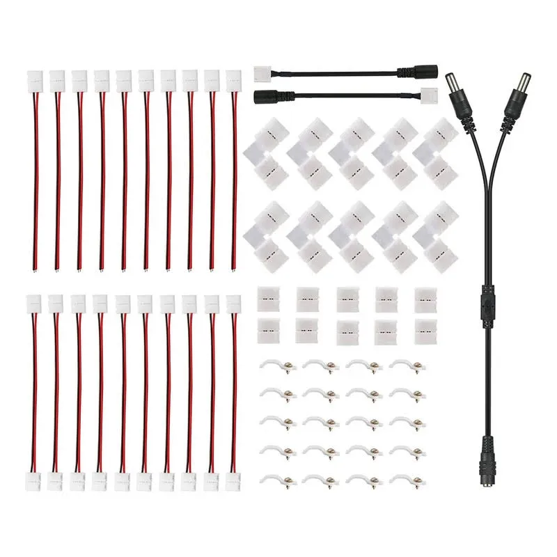 LED Strip Connectors 2 pin 10mm LED Light Connectors Kit Includes L Shape LED...