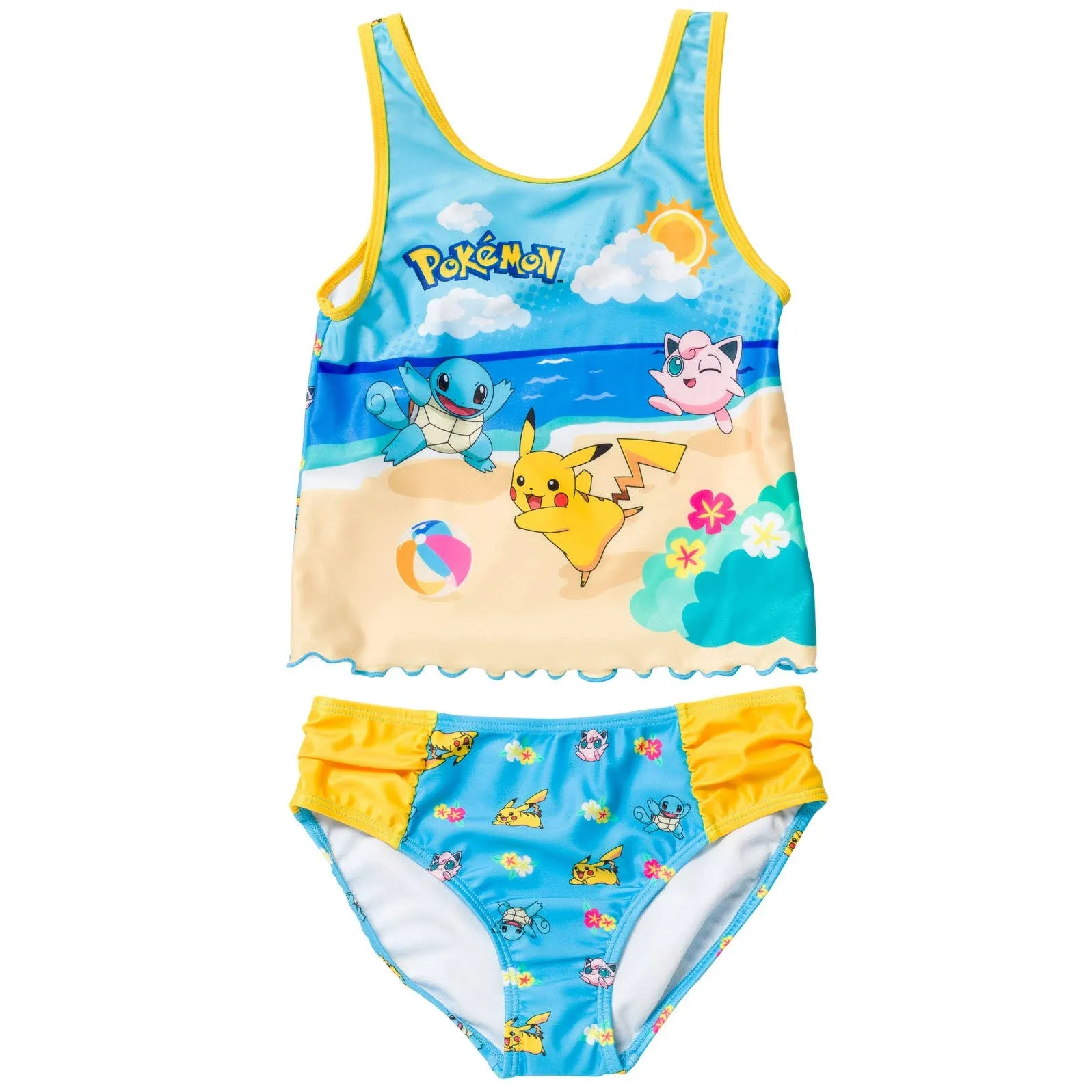 Pokemon Pikachu Squirtle Jigglypuff Girls Rash Guard and Bikini Bottom Little Kid to Big Kid