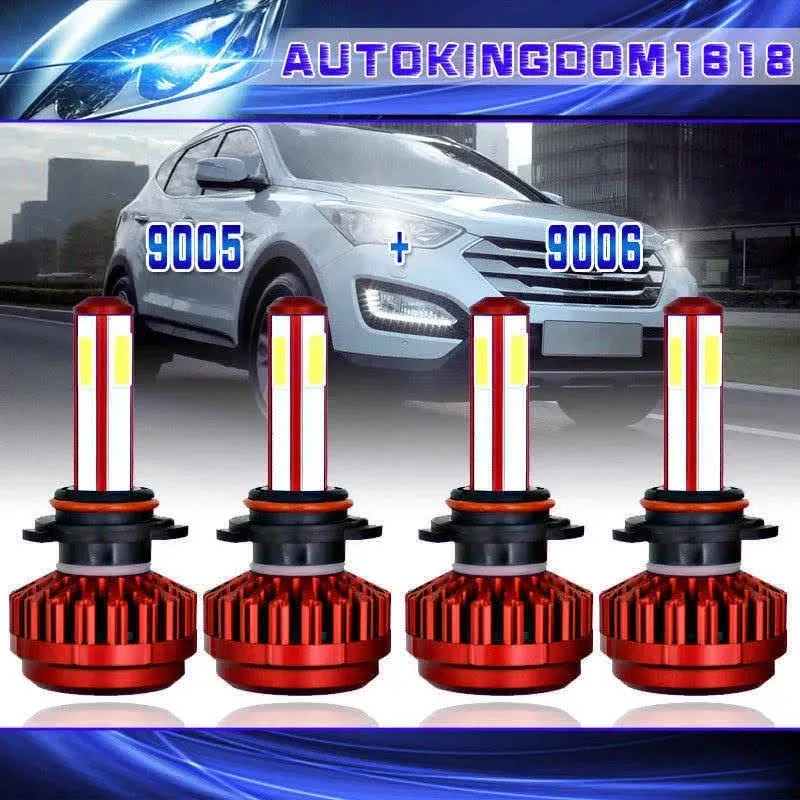 2 x Combo 9005 LED Headlight Kit High Beam Light Bulbs White 6000K