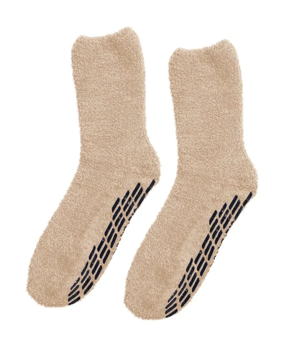 Silverts Best Gripper Hospital Socks Men & Women - Slipper Socks Beige 