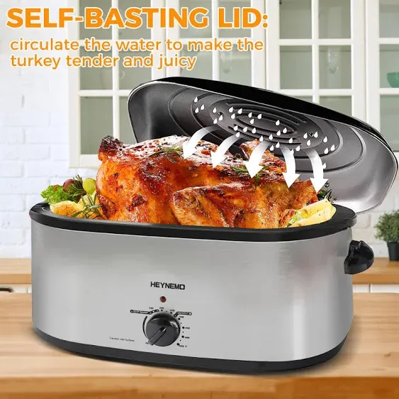 20 Quart Roaster Oven with Self-Basting Lid, Large Turkey Roaster Oven with ...