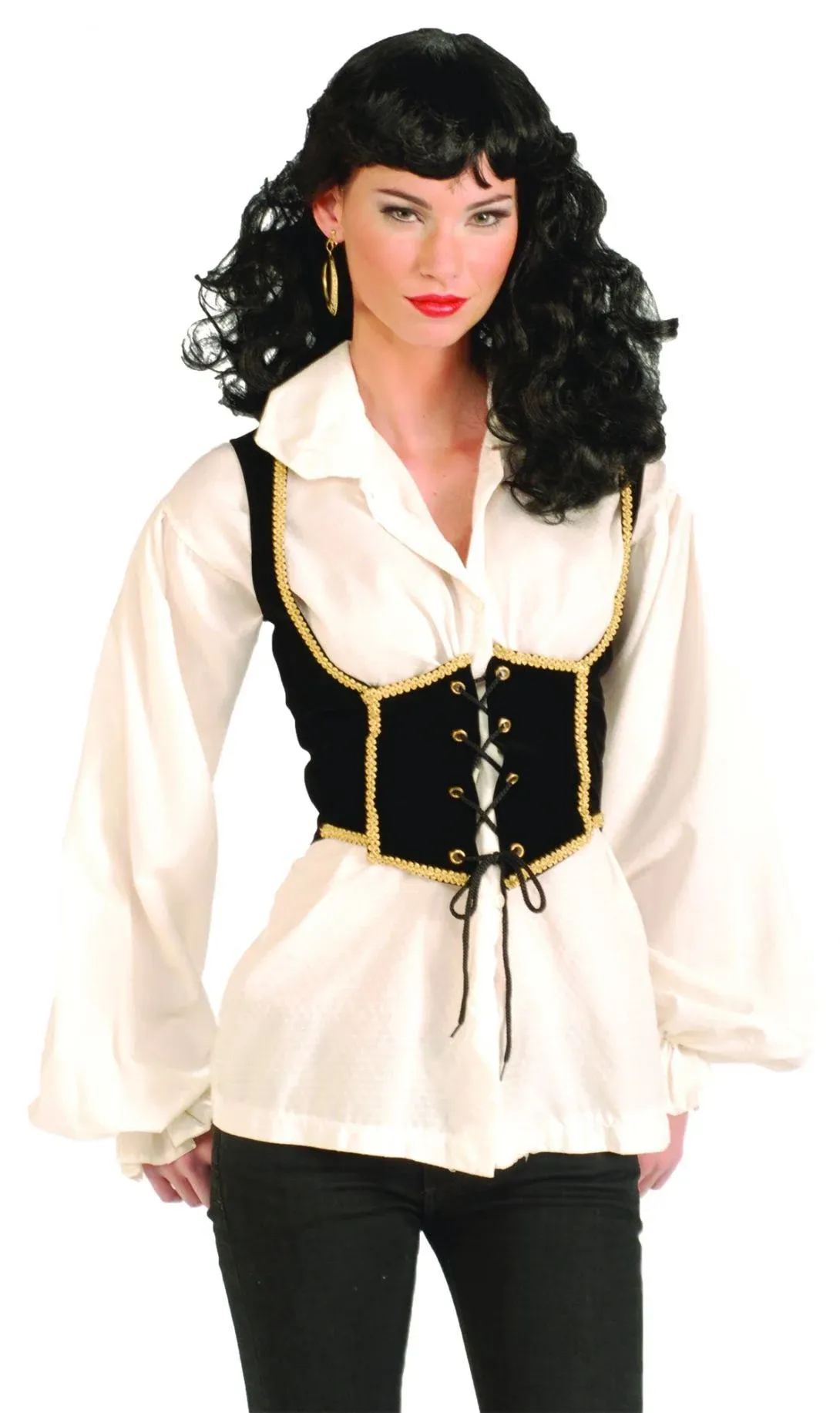 Black And Gold Pirate Wench Corset Costume Vest